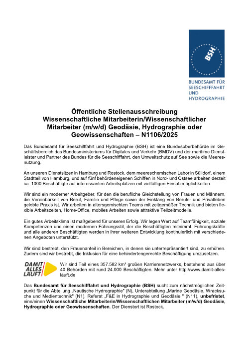 Stellenausschreibung N1106 2025
